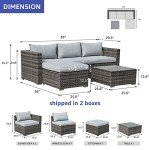 5-Piece Grey Wicker Outdoor Patio Furniture Set