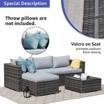 5-Piece Grey Wicker Outdoor Patio Furniture Set