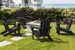 Black Folding Adirondack Chairs with Cup Holders - Set of 2