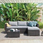 5-Piece Grey Wicker Outdoor Patio Furniture Set