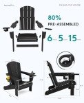 Black Folding Adirondack Chairs with Cup Holders - Set of 2