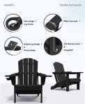 Black Folding Adirondack Chairs with Cup Holders - Set of 2