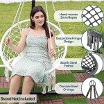 JoyView Macrame Hanging Swing Chair with Cushions