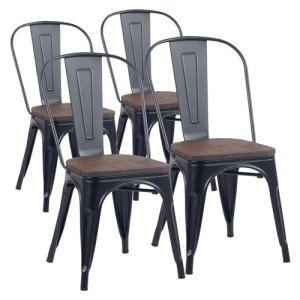 Set of 4 Stackable Metal Dining Chairs