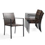 VINGLI Outdoor Stackable Wicker Dining Chair Set