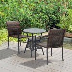VINGLI Outdoor Stackable Wicker Dining Chair Set
