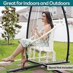 JoyView Macrame Hanging Swing Chair with Cushions