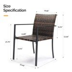 VINGLI Outdoor Stackable Wicker Dining Chair Set