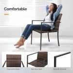 VINGLI Outdoor Stackable Wicker Dining Chair Set