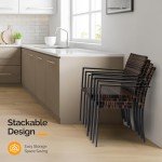 VINGLI Outdoor Stackable Wicker Dining Chair Set