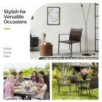 VINGLI Outdoor Stackable Wicker Dining Chair Set