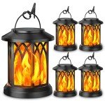 4 Pack Solar Lanterns with Flickering Flames