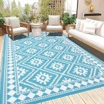 Reversible Waterproof Outdoor Rug 6x9 Ft Teal