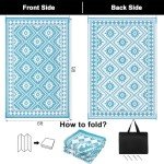 Reversible Waterproof Outdoor Rug 6x9 Ft Teal
