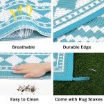 Reversible Waterproof Outdoor Rug 6x9 Ft Teal