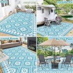 Reversible Waterproof Outdoor Rug 6x9 Ft Teal