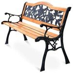 AFSTAR Weatherproof Patio Garden Bench with Rose Design