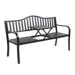 VINGLI 59" Outdoor Metal Bench with Table