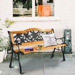 AFSTAR Weatherproof Patio Garden Bench with Rose Design