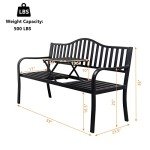 VINGLI 59" Outdoor Metal Bench with Table