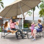 Butterfly Pattern Outdoor Bench with Armrests