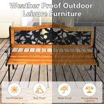 AFSTAR Weatherproof Patio Garden Bench with Rose Design