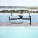 VINGLI 59" Outdoor Metal Bench with Table