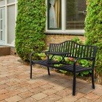 VINGLI 59" Outdoor Metal Bench with Table