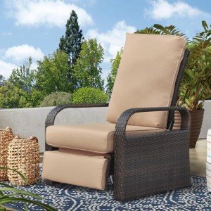 Babylon Adjustable Wicker Recliner Chair with Cushions