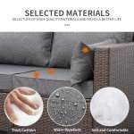 3-Seat Brown Wicker Patio Couch with Cushions