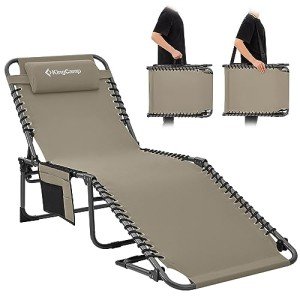 KingCamp Adjustable Folding Lounge Chair - Beige