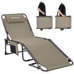 KingCamp Adjustable Folding Lounge Chair - Beige
