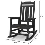 Black All-Weather Outdoor Rocking Chair for Adults