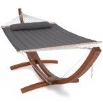 Double Hammock with Wooden Stand - Dark Gray