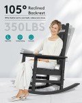Black All-Weather Outdoor Rocking Chair for Adults