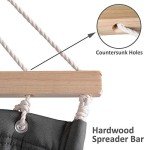 Double Hammock with Wooden Stand - Dark Gray