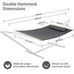 Double Hammock with Wooden Stand - Dark Gray