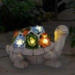 Solar Turtle Garden Statue with Succulent & LED Lights