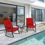Red 3-Piece Outdoor Rocking Bistro Set