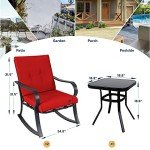 Red 3-Piece Outdoor Rocking Bistro Set