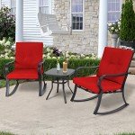 Red 3-Piece Outdoor Rocking Bistro Set