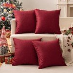 Burgundy Waterproof Outdoor Pillow Covers - Set of 4