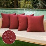 Burgundy Waterproof Outdoor Pillow Covers - Set of 4