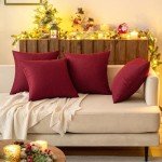 Burgundy Waterproof Outdoor Pillow Covers - Set of 4