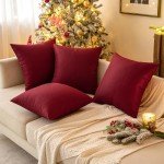 Burgundy Waterproof Outdoor Pillow Covers - Set of 4