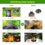 4 Pack Solar Lanterns with Flickering Flames