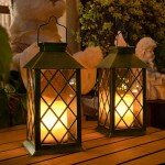14" Solar Flickering Candle Lanterns - 2 Pack