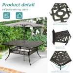 64" Square Outdoor Patio Dining Table for 8
