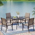 Set of 6 Brown Outdoor Dining Chairs