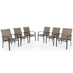 Set of 6 Brown Outdoor Dining Chairs